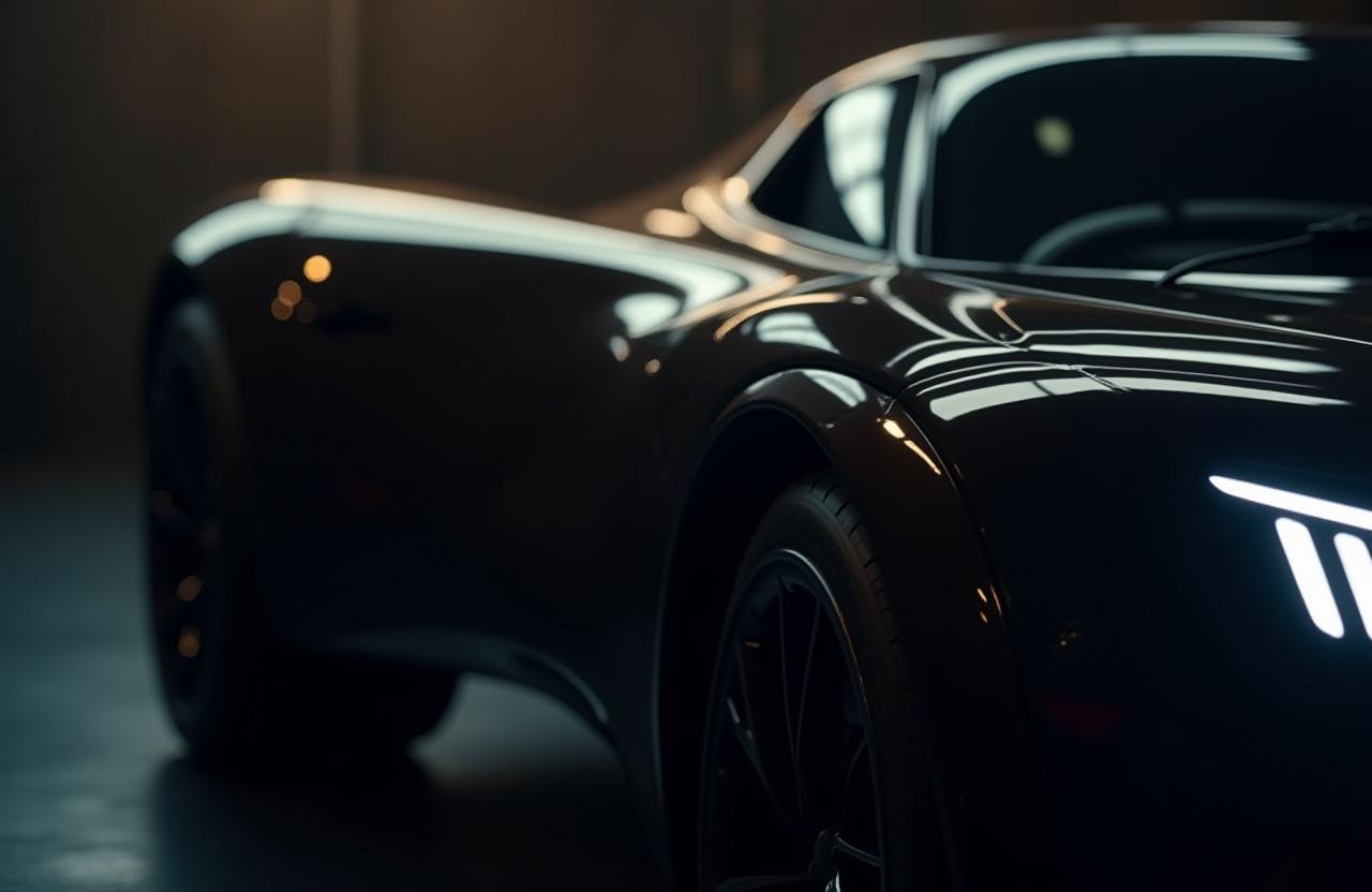A perfectly detailed luxury car gleaming under soft light